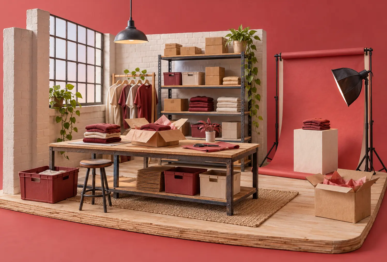 Illustration of online retail businesses and their working space